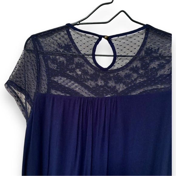 Xhilaration Flowy Lightweight Navy Lace Detail Keyhole Back Cutout Mini Dress - Picture 10 of 16